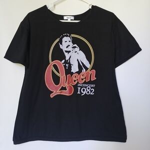 Darceil Womens Black Rock Band Queen Graphic T-Shirt L